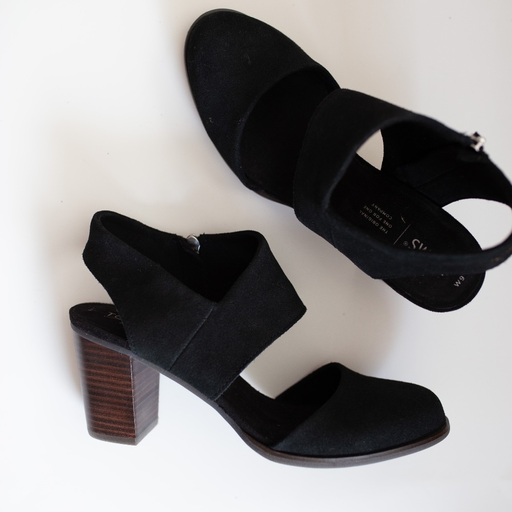 TOM'S Women's Ankle-Strap Heeled Sandal Black Size 9 Brand New!